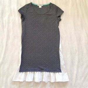 Anthropologie Ruffle Clu and Willoughby Navy and White Tunic Dress or Shirt